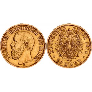 Germany - Empire Baden 20 Mark 1874 G