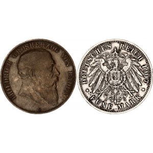 Germany - Empire Baden 5 Mark 1907 G