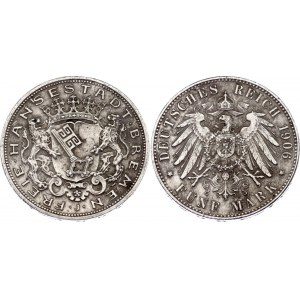 Germany - Empire Bremen 5 Mark 1906 J