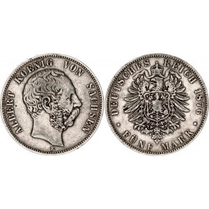 Germany - Empire Saxony 5 Mark 1876 E