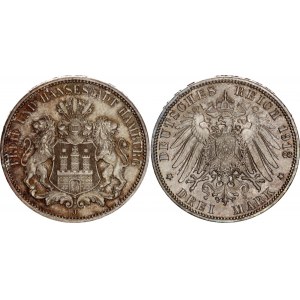 Germany - Empire Hamburg 3 Mark 1913 J