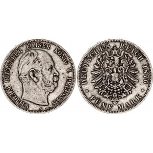 Germany - Empire Prussia 5 Mark 1876 A