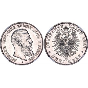 Germany - Empire Prussia 2 Mark 1888 A NGC AU DETAILS