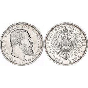 Germany - Empire Wurttemberg 3 Mark 1912 F