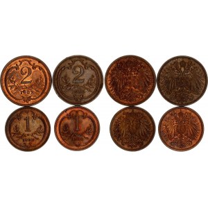 Austria Lot of 4 Coins 1902 - 1909