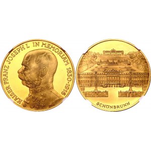 Austria 5 Dukat Gold Medal in Memory of Franz Joseph 1830 - 1916 NGC MS 63