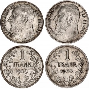 Belgium 2 x 1 Franc 1904 - 1909