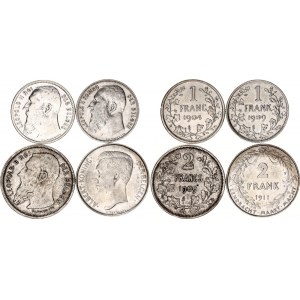 Belgium 2 x 1 & 2 x 2 Francs 1904 - 1911