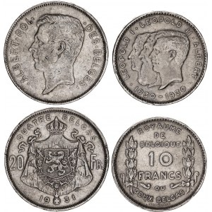 Belgium 2 Belga / 10 Francs & 4 Belga / 20 Francs 1930 - 1931