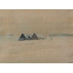 Theodor DOEBNER (1875-1942), Pejzaż zimowy z chatami