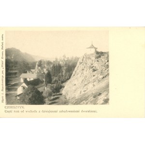 Czorsztyn - Część ruin od wschodu z dzisiejszymi zabudowaniami dworskiemi, ok. 1900