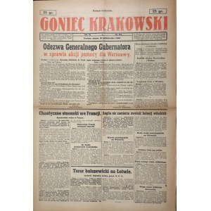 Goniec Krakowski - Odezwa Generalnego Gubernatora w sprawie akcji pomocy dla Warszawy, 10 X 1944