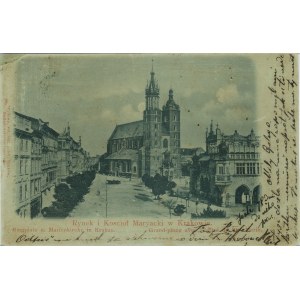 Kraków - Rynek i Kościół Maryacki, 1898, tzw. księżycowa