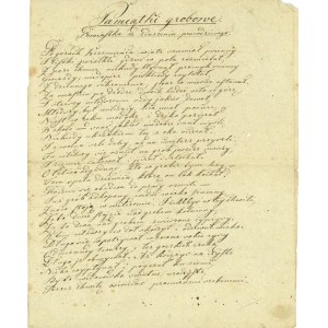 Gedichte - Grave Mementos, Ein Gedicht nach einer wahren Begebenheit, um 1865