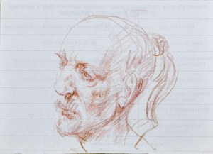 Dariusz KALETA, Dariuss (ur. 1960), Szkic głowy mężczyzny z lewego profilu