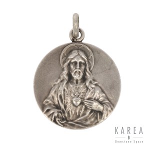 Medalik z wizerunkiem Jezusa z gorejącym sercem, pocz. XX w.