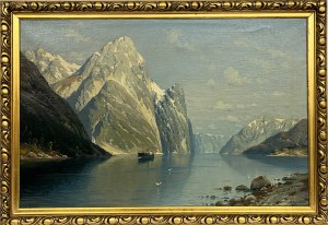 CARL BERTOLD (ur 1870-?),Statek wśród Fiordów