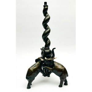 Figuralna podstawa lampy gabinetowej trzy słonie