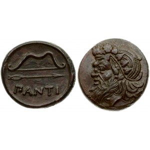 Tauridian Chersonesos Pantikapaion AE 26 (350-300 BC) Obverse: Satire's head to the left. Reverse: Bow and arrow...