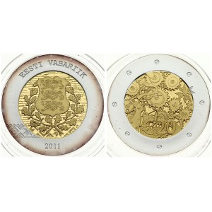 Estonia 20 Euro 2011 Estonia's entry into Eurozone. Obverse: National arms. Reverse: Lace. Bi-Metallic-Gold-Silver...