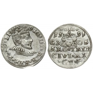 Latvia 3 Groszy 1591 Riga. Sigismund III Vasa(1587-1632). Obverse: Crowned bust right. Reverse...