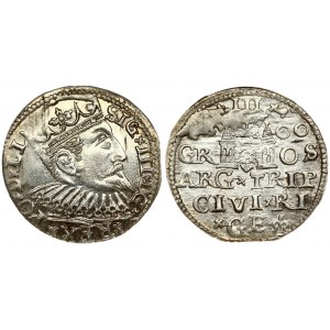 Latvia 3 Groszy 1600 Riga. Sigismund III Vasa(1587-1632). Obverse: Crowned bust right. Reverse...