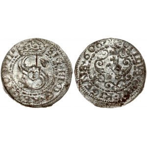 Latvia 1 Solidus 1606 Riga. Sigismund III Waza (1587-1632). Obverse: Large S monogram divides date. Obverse Legend...