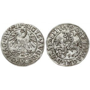 Lithuania 1/2 Grosz 1546 Vilnius. Sigismund II Augustus (1545-1572). Obverse Lettering: SIGIS AVG REX PO MAG DVX LI...