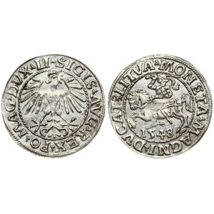 Lithuania 1/2 Grosz 1548 Vilnius. Sigismund II Augustus (1545-1572). Obverse Lettering: SIGIS AVG REX PO MAG DVX LI...