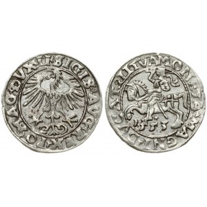 Lithuania 1/2 Grosz 1553 Vilnius. Sigismund II Augustus (1545-1572). Obverse Lettering: SIGIS AVG REX PO MAG DVX LI...