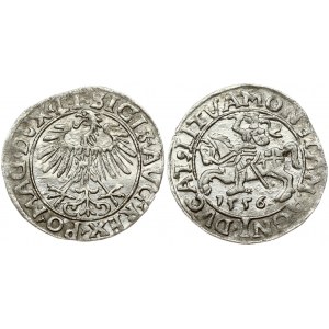 Lithuania 1/2 Grosz 1556 Vilnius. Sigismund II Augustus (1545-1572). Obverse Lettering: SIGIS AVG REX PO MAG DVX LI...