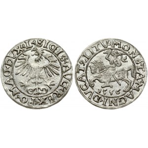 Lithuania 1/2 Grosz 1556 Vilnius. Sigismund II Augustus (1545-1572). Obverse Lettering: SIGIS AVG REX PO MAG DVX L...