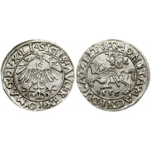 Lithuania 1/2 Grosz 1556 Vilnius. Sigismund II Augustus (1545-1572). Obverse Lettering: SIGIS AVG REX PO MAG DVX LI...