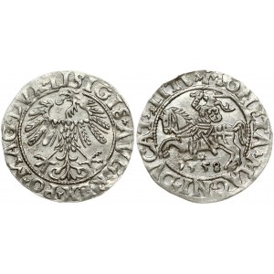 Lithuania 1/2 Grosz 1558 Vilnius. Sigismund II Augustus (1545-1572). Obverse Lettering: SIGIS AVG REX PO MAG DVX LI...