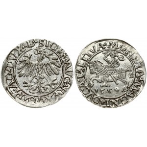 Lithuania 1/2 Grosz 1559 Vilnius. Sigismund II Augustus (1545-1572). Obverse Lettering: SIGIS AVG REX PO MAG DVX L...
