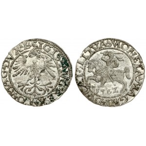 Lithuania 1/2 Grosz 1562 Vilnius. Sigismund II Augustus (1545-1572). Obverse Lettering: SIGIS AVG REX PO MAG DVX L...