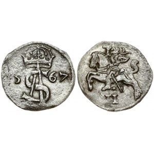 Lithuania 2 Denar 1567 Vilnius. Sigismund II Augustus(1547-1572) Obverse: King on charging horse. Reverse: Crowned A...