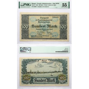 Lithuania MEMEL 100 Mark 1922 Banknote. Chamber of Commerce. Obverse Lettering...