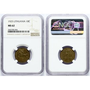 Lithuania 10 Centų 1925 Obverse: National arms. Reverse: Value to right of sagging grain ears. Edge Description: Plain...