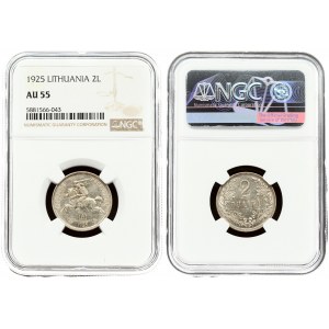 Lithuania 2 Litų 1925 Obverse: National arms. Reverse: Denomination within wreath. Edge Description: Milled . Silver...