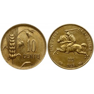 Lithuania 10 Centų 1925 Obverse: National arms. Reverse: Value to right of sagging grain ears. Edge Description: Plain...