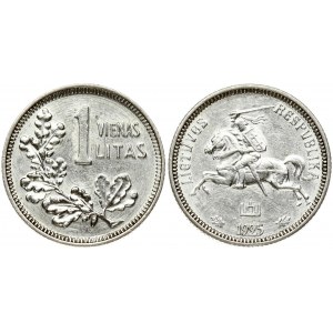 Lithuania 1 Litas 1925 Obverse: National arms. Reverse: Value above oak leaves. Edge Description: Milled. Silver...