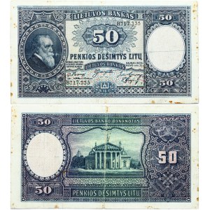Lithuania 50 Litų 1928 Banknote. On the left side of the obverse dr. Portrait of Jonas Basanavičius. BANK OF LITHUANIA ...