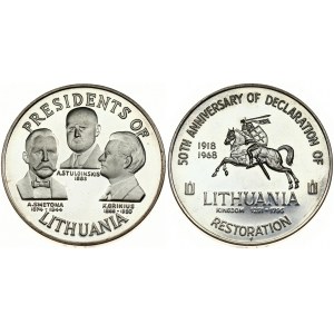 Lithuania Medal Presidents of Lithuania (1918-1968). № 2112. Silver. Weight approx: 26.69g. Diameter...