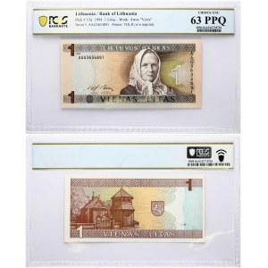 Lithuania 1 Litas 1994 Banknote. Obverse: The obverse of the banknote depicts Lithuanian writer...