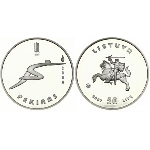 Lithuania 50 Litų 2007 XXIX Olympics 2008 - Beijing. Obverse: National arms. Obverse Legend: LIETUVA. Reverse...