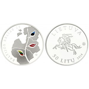 Lithuania 50 Litų 2014 Lithuania's road to independence 25th Anniversary. Obverse: Vytis left. Reverse...
