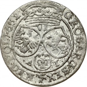 Poland 6 Groszy 1662 AT Krakow. John II Casimir Vasa (1649–1668). Obverse: Large crowned bust right in linear circle...