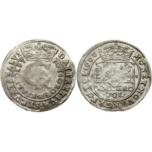 Poland 1 Gulden (Tymf) 1666 AT Bydgoszcz. John II Casimir Vasa (1649–1668). Obverse: Crowned monogram. Reverse...