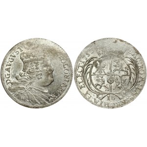 Poland 18 Groszy 1753 EC August III(1733-1763). Obverse: Large; crowned bust right. Obverse Legend...